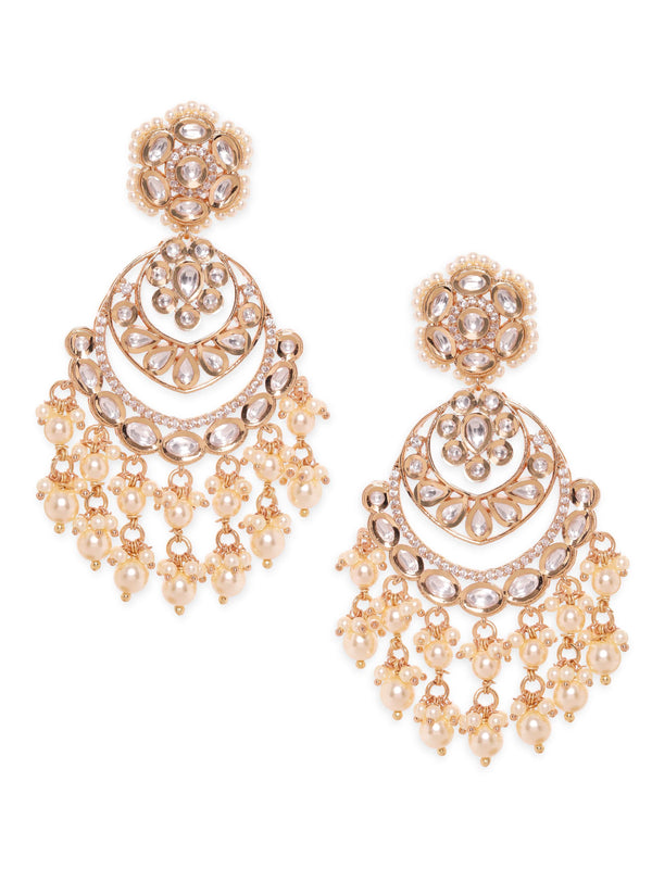 Rubans Timeless Glamour with Polki and Zircon Chandelier Earrings