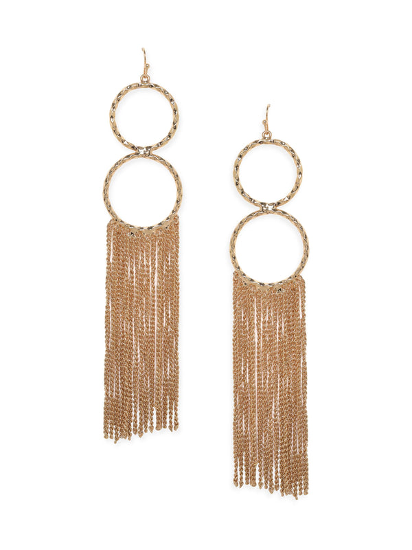 Rubans Voguish 18K Gold plated Textured Wired Tassle Statement Earring