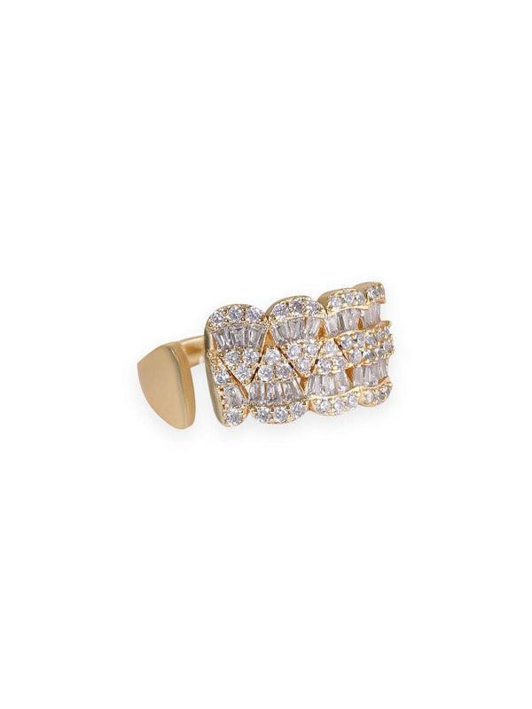 Rubans Voguish 8KT Gold-Plated  CZ-Studded Adjustable Finger Ring