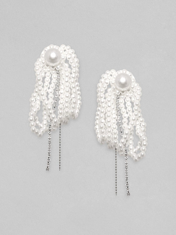 Rubans Voguish Layered String Of Pearl Tassel Earrings