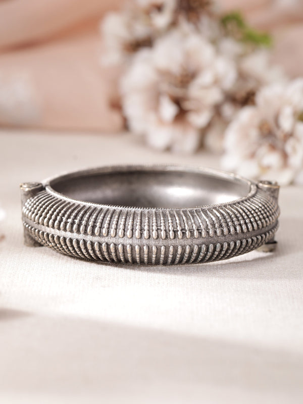 Silver Oxidised Textured Bangle Style Bracelet