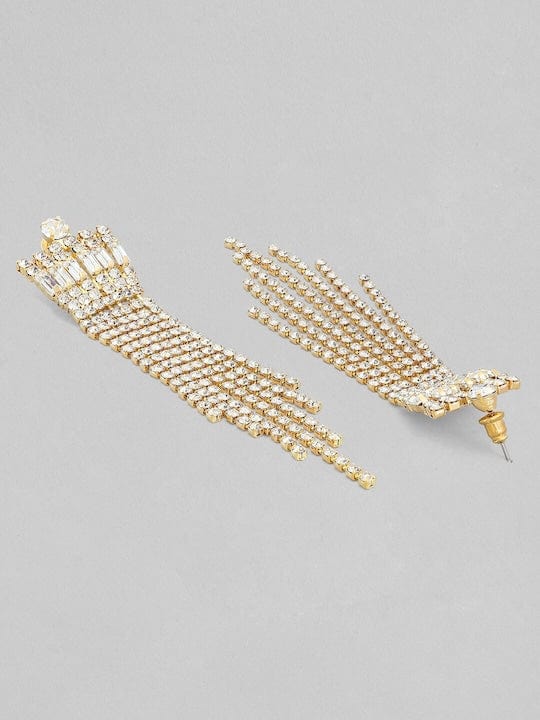 TOKYO TALKIES X Rubans 18K Gold Plated Crystal Studded Tassel Earrings