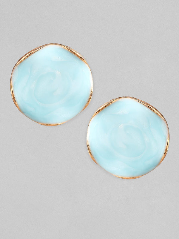 TOKYO TALKIES X Rubans Chic Gold Tone Blue Resin Stud Earrings